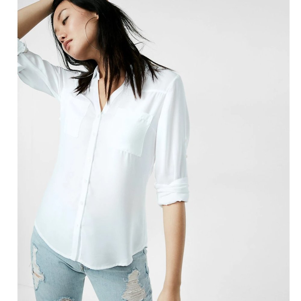 Express Convertible Sleeve Portofino blouse NEW